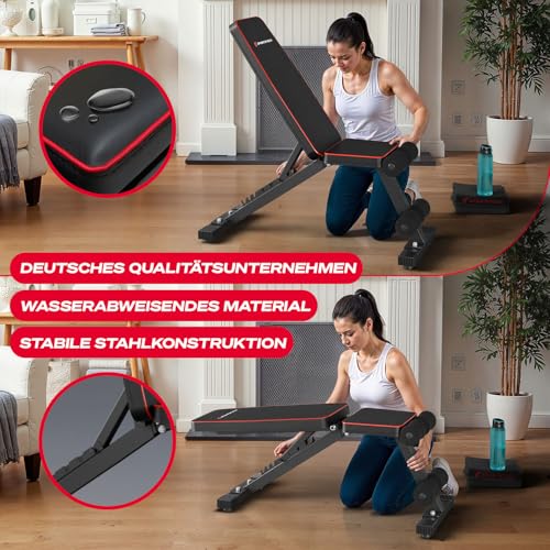 Sportstech BRT250 Hantelbank klappbar & verstellbar – Multifunktionale Fitnessbank für zuhause, 7 in 1 Schrägbank & Trainingsbank für Ganzkörpertraining, kompakt faltbar, bis 300 kg belastbar