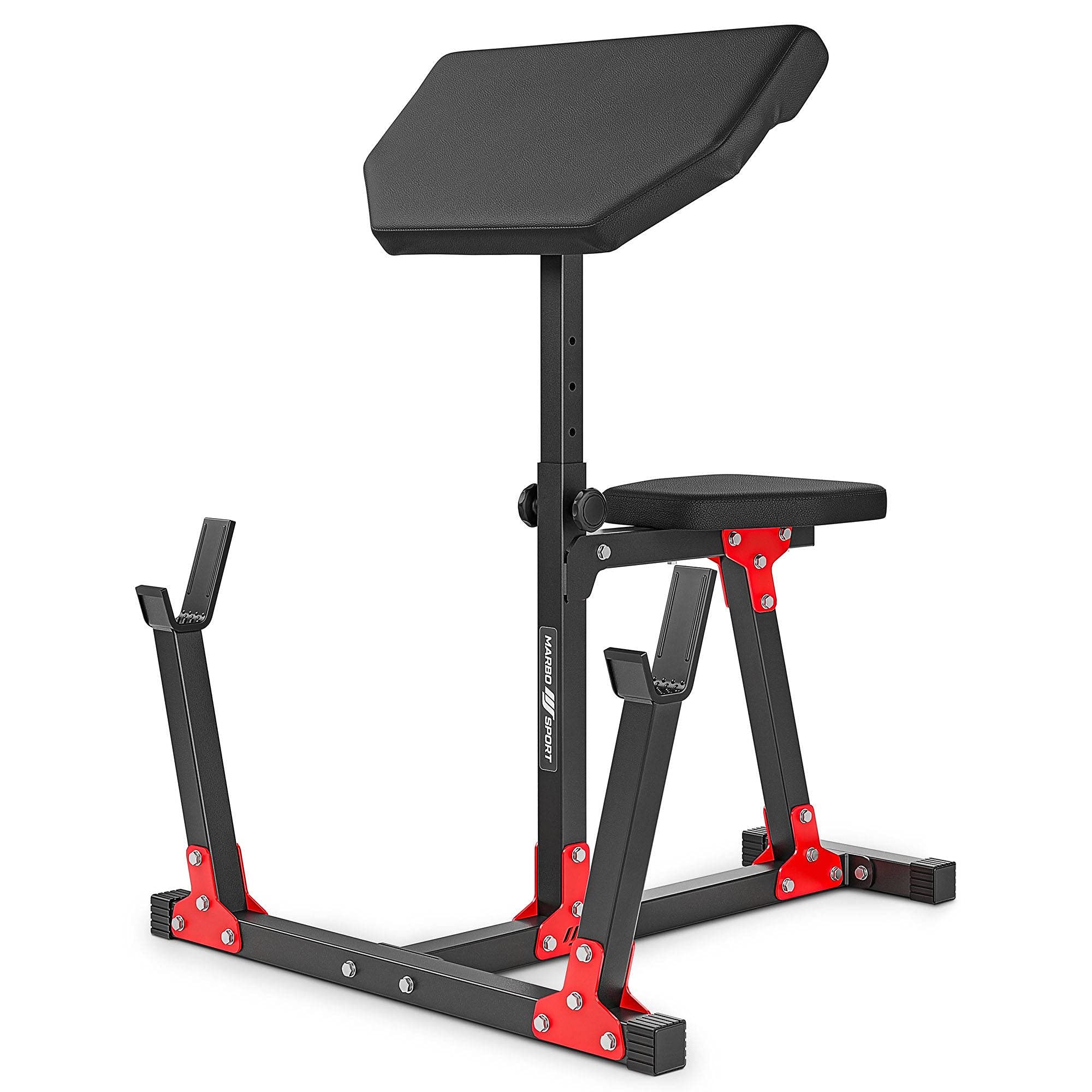 Marbo Sport - Scotts Bank, Bizeps Trizeps Maschine, Curlbank MH-L105 - Bizepsbank Stabile Langlebige Konstruktion - Rückenlehne in fünf Stufen Verstellbar - Armtrainer für Zuhause - Schwarz
