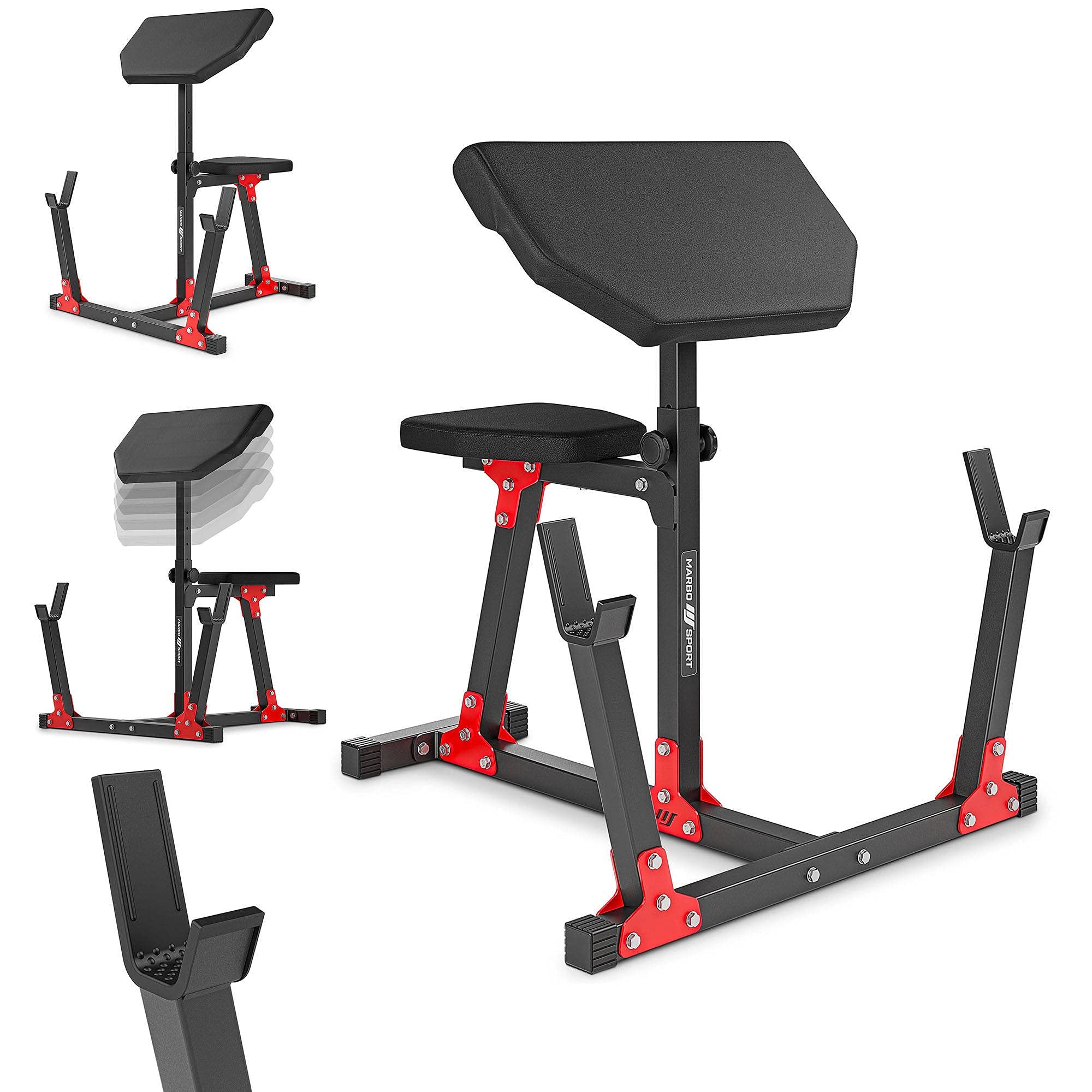 Marbo Sport - Scotts Bank, Bizeps Trizeps Maschine, Curlbank MH-L105 - Bizepsbank Stabile Langlebige Konstruktion - Rückenlehne in fünf Stufen Verstellbar - Armtrainer für Zuhause - Schwarz