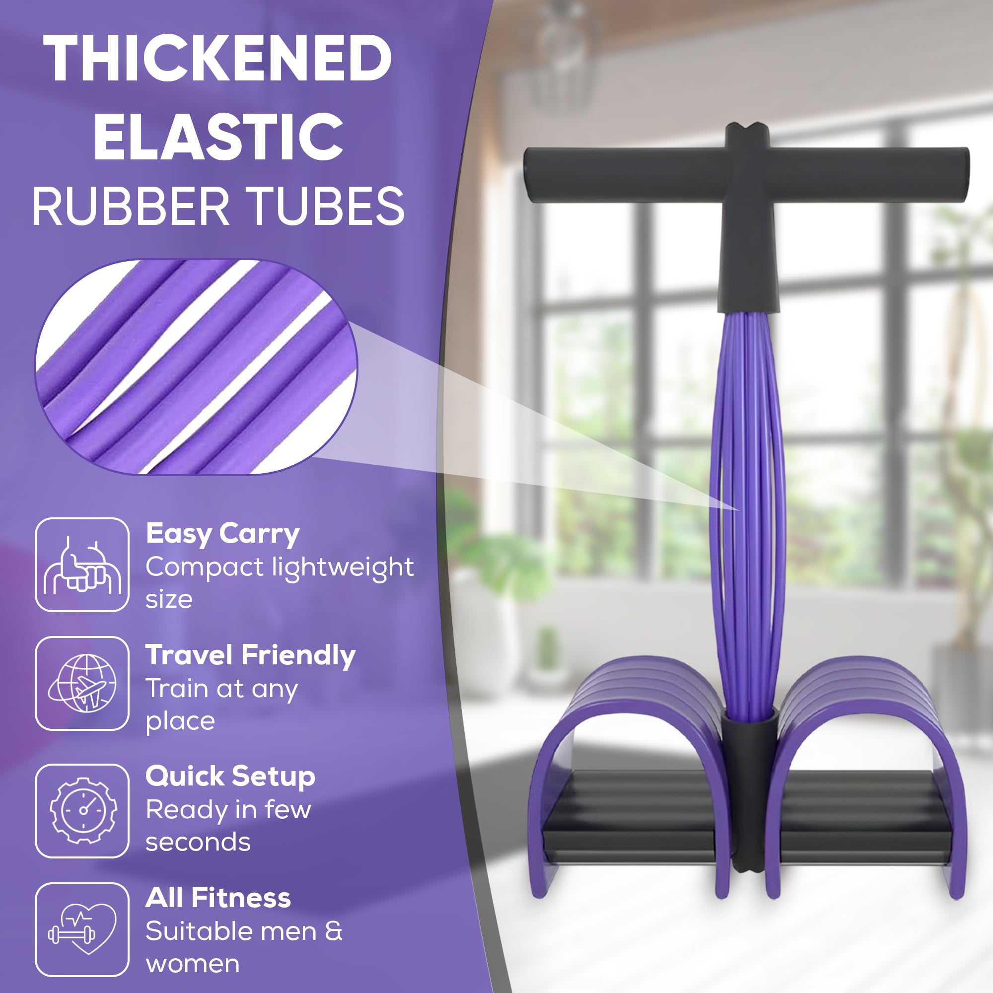 Bauchtrainer, Sit-Up Trainingsgeräte Bodybuilding Expander Ganzkörpertrainer für Zuhause 6 Tubes Elastische Zugseil Multifunktions-Leg-Exerciser für Fitness Abnehmen Training Yoga