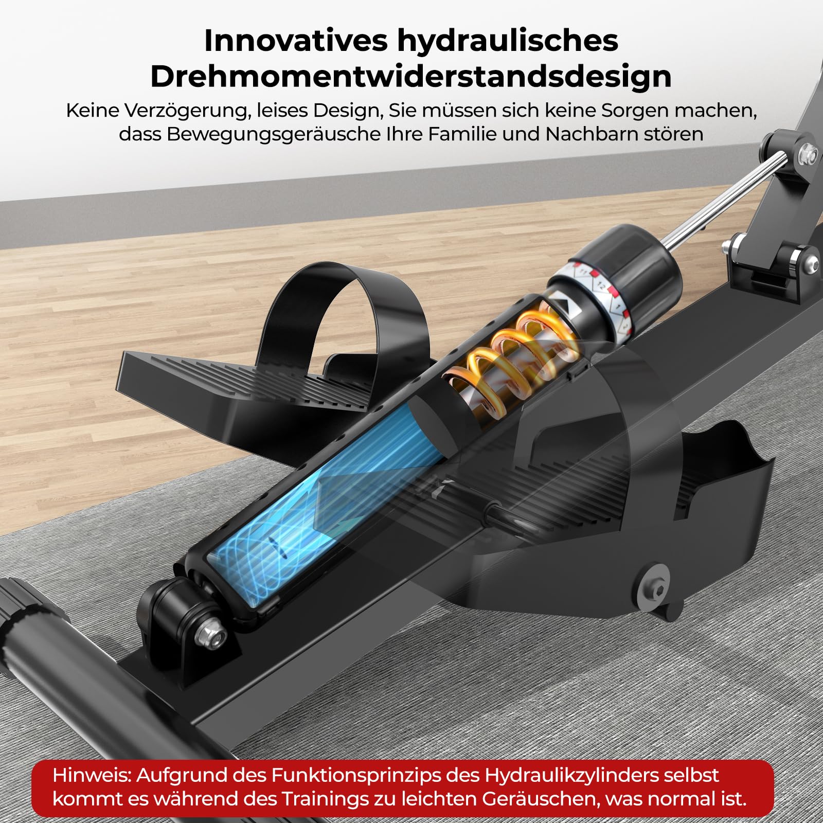 Rudergerät für Zuhause, Micyox Hydraulisches Fitness-Rudergerät mit 12 Widerstandsstufen, Multifunktionaler Rückenlehne, Rudermaschine Trainingsgerät für das Ganzkörpertraining